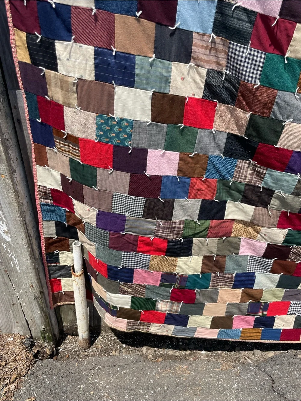 Vintage 1940s Handmade Wool Quilt